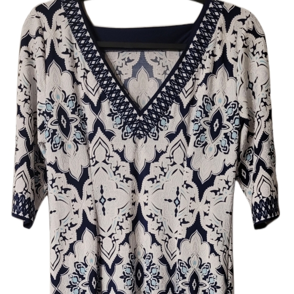 Studio One New York Pullover Print Dress Size Medium Navy White - Picture 8 of 8